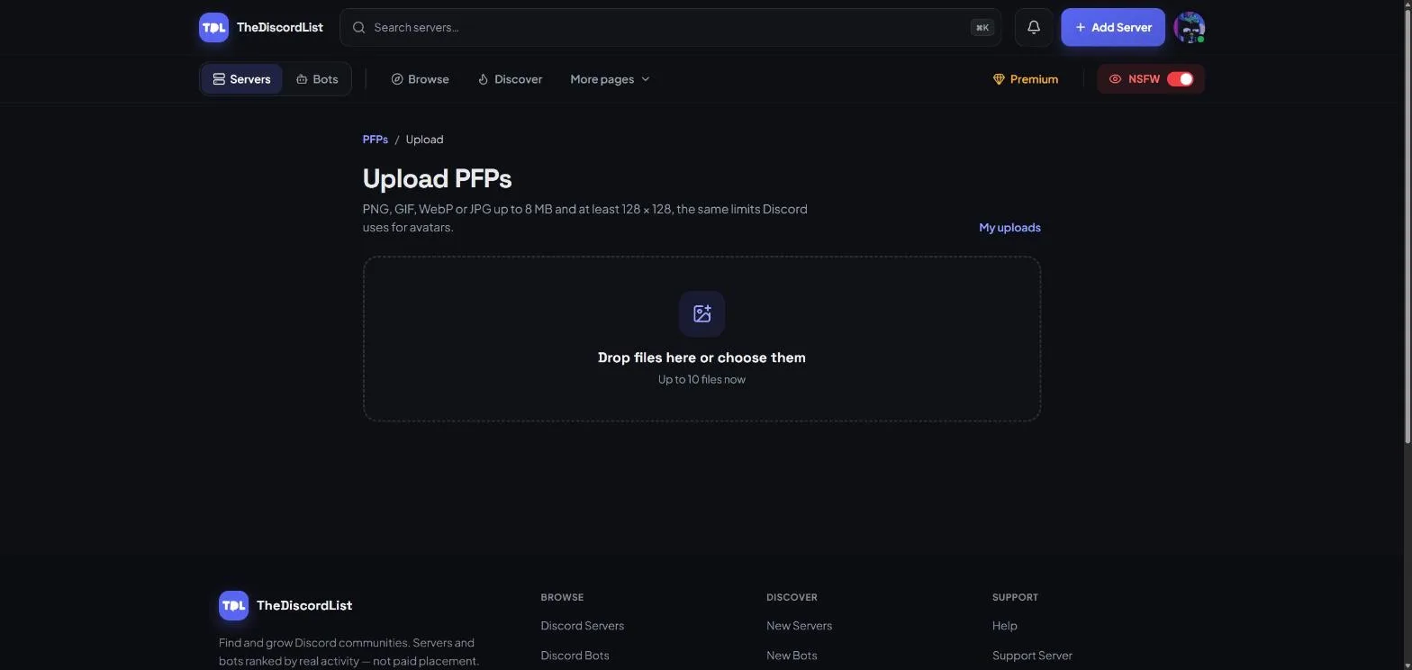 Uploading PFPs