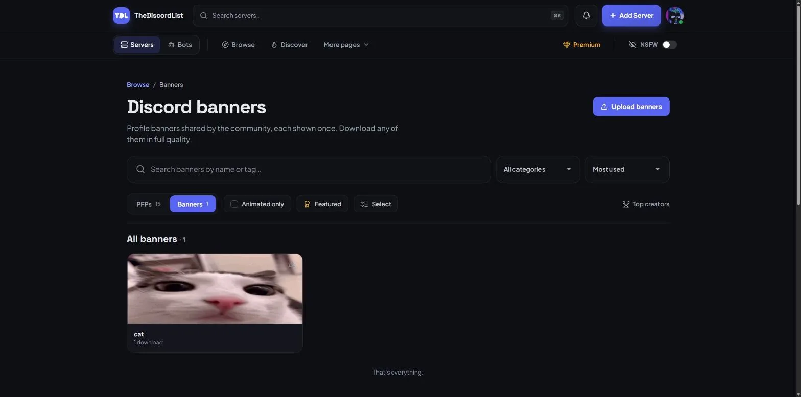 The Discord banner directory